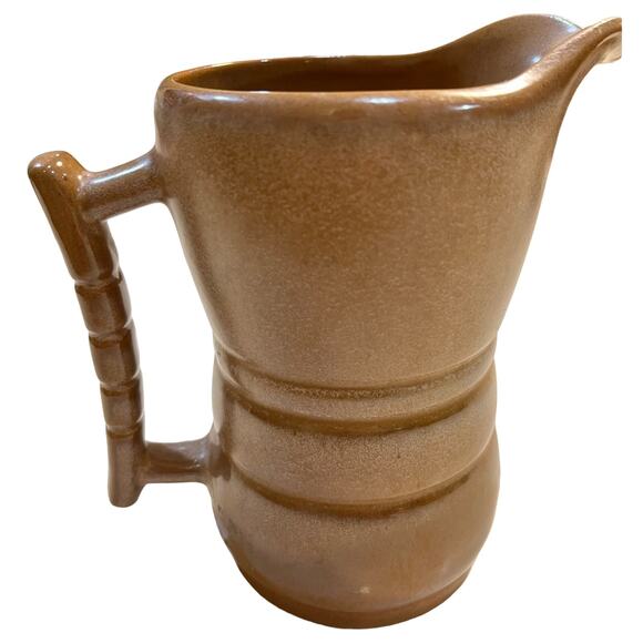 Frankoma Pottery 26D Satin Brown Fawn Glaze Barrel Shaped Jug Pitcher 32oz 7" - Picture 1 of 4